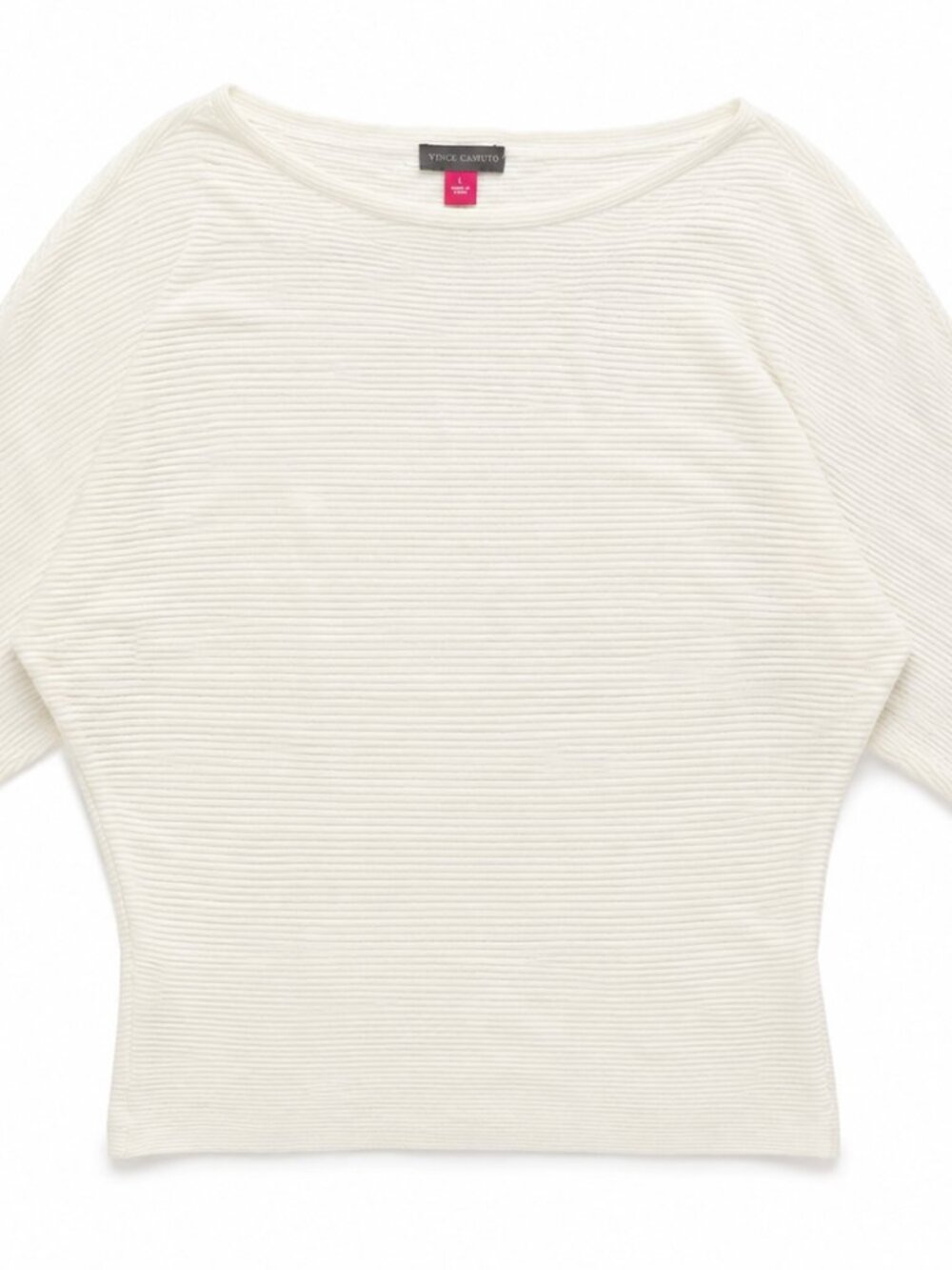 Vince Camuto Ivory Ribbed Dolman Sleeve Sweater Top – Size Large